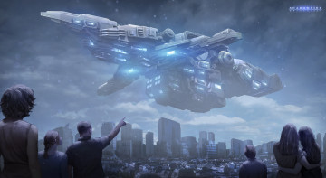 Картинка фэнтези космические+корабли +звездолеты +станции shadowtide фантастика арт город люди вторжение пришельцы космический корабль