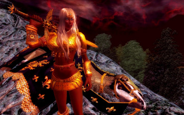 Картинка 3д+графика амазонки+ amazon оружие дракон девушка фон взгляд