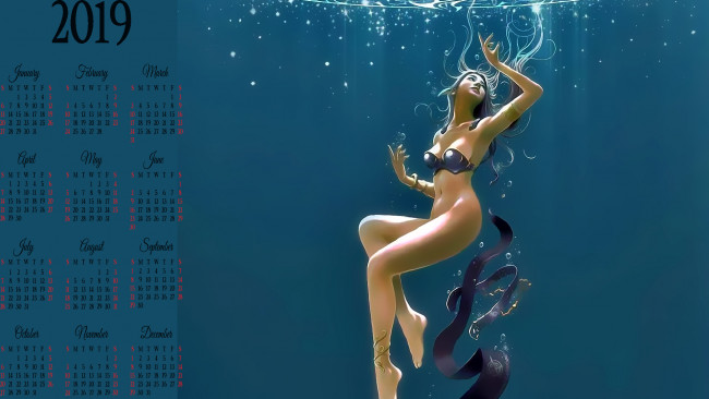 Обои картинки фото календари, фэнтези, calendar, вода, женщина, пузырь, девушка