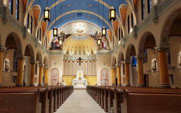 обоя cathedral of our lady of perpetual help, oklahoma, usa, интерьер, убранство,  роспись храма, cathedral, of, our, lady, perpetual, help