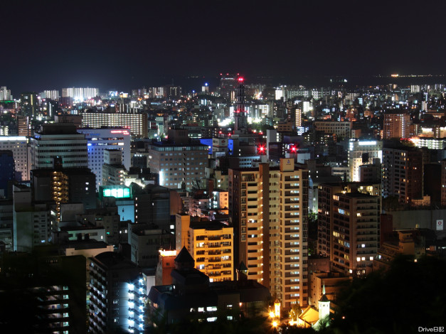 Обои картинки фото города, огни, ночного, ночной, город, kagoshima city, japan