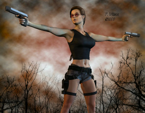 Картинка 3д графика fantasy фантазия пистолеты девушка
