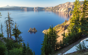 Картинка crater lake national park oregon природа реки озера озеро крейтер орегон остров деревья