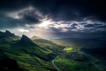 Картинка природа горы great britain scotland шотландия рассвет облака холмы