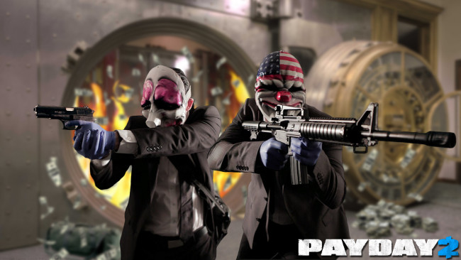 Обои картинки фото payday 2, видео игры, - payday 2, грабители, ограбление, симулятор, 2, бандиты, payday
