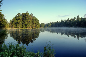 Картинка природа реки озера отражение деревья небо озеро