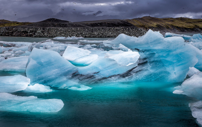 Обои картинки фото природа, айсберги и ледники, небо, море, айсберги, лёд