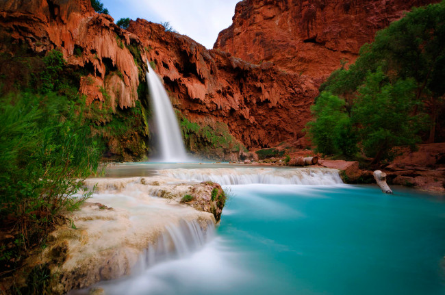 Обои картинки фото природа, водопады, скалы, небо, сша, arizona