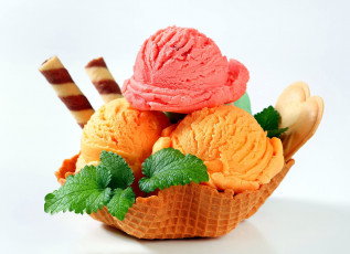Картинка еда мороженое +десерты лакомство мята печенье вафли