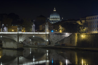 обоя италия, города, рим,  ватикан , водоем, мост, скульптуры, здания, фонари