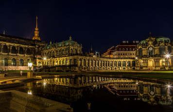 Картинка дрезден города дрезден+ германия водоем фонари здания ночь