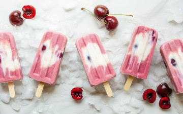 Картинка еда мороженое +десерты вишня лёд фрукты десерт