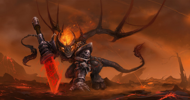 Обои картинки фото видео игры, heroes of might and magic iii, демон, меч, латы
