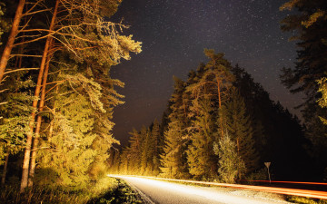 Картинка природа дороги звездное небо дорога вечер