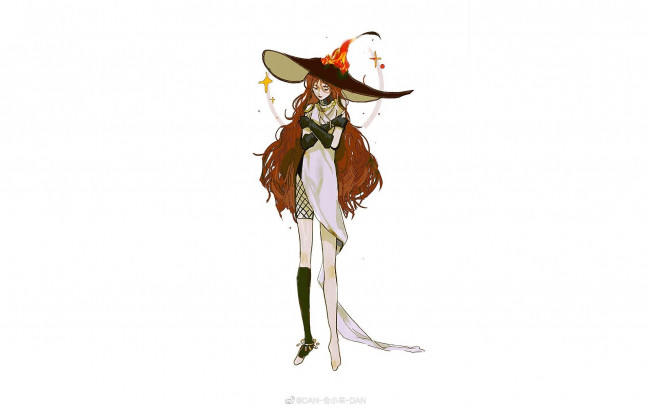 Обои картинки фото аниме, магия,  колдовство,  halloween, девушка, шляпа