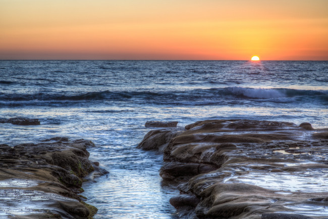 Обои картинки фото природа, восходы, закаты, солнце, океан, вода, волна