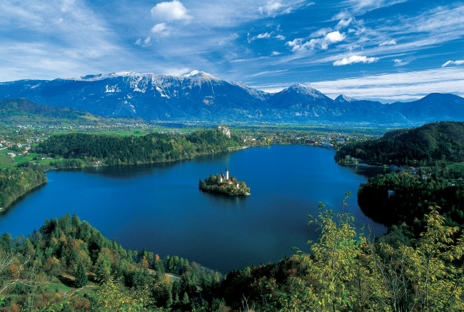 Обои картинки фото lake, bled, slovenia, природа, реки, озера, словения, озеро, блед, пейзаж, остров, церковь, горы