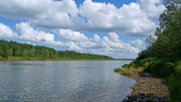 Картинка ветлуга природа реки озера река берег облака лес