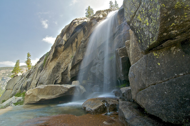 Обои картинки фото природа, водопады, водопад, скалы, горы, сша, сьерра-невада, yosemite, national, park