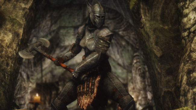 Обои картинки фото видео игры, the elder scrolls v,  skyrim, рыцарь, оружие