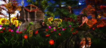 Картинка 3д+графика фантазия+ fantasy взгляд фон цветы девушка
