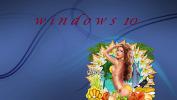 Картинка компьютеры windows++10 фон логотип взгляд девушка