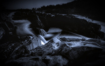 Картинка природа горы ночь поток