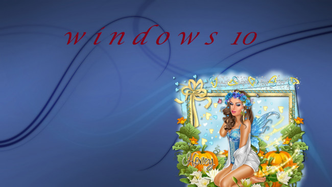 Обои картинки фото компьютеры, windows  10, взгляд, логотип, фон, девушка