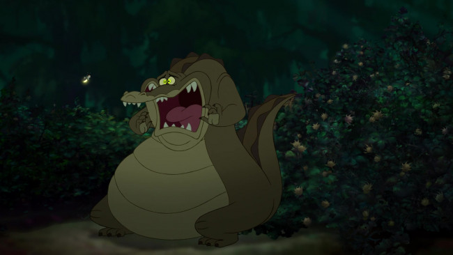 Обои картинки фото мультфильмы, the princess and the frog, растения, страх, крокодил