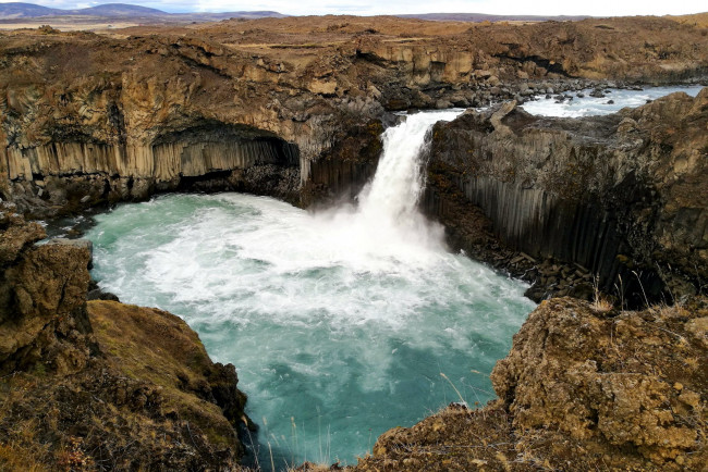 Обои картинки фото aldeyjarfoss waterfall, iceland, природа, водопады, aldeyjarfoss, waterfall