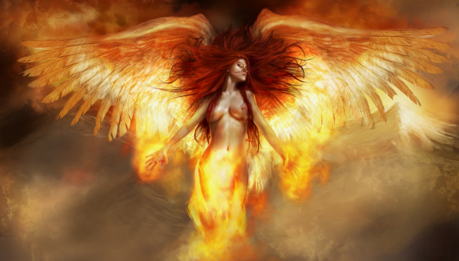 Обои картинки фото фэнтези, ангелы, огонь