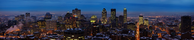 Обои картинки фото montreal, города, огни, ночного, монреаль, канада, ночь, панорама