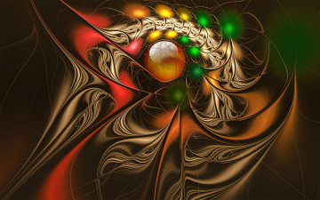 Картинка 3д графика fractal фракталы шар линии полосы огоньки цветные