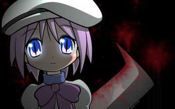 Картинка аниме higurashi+no+naku+koro+ni higurashi no naku koro ni rena ryuuguu кровь нож девушка