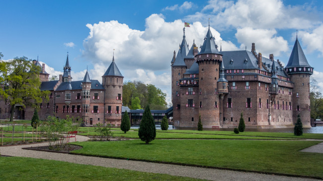 Обои картинки фото castle and chatelet, города, замки нидерландов, парк, замок