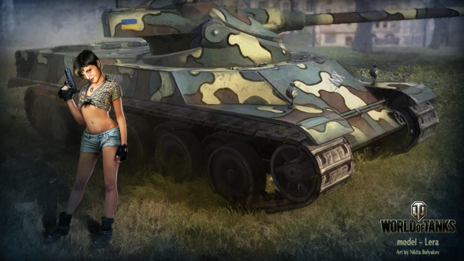 Обои картинки фото видео игры, мир танков , world of tanks, танк, девушка