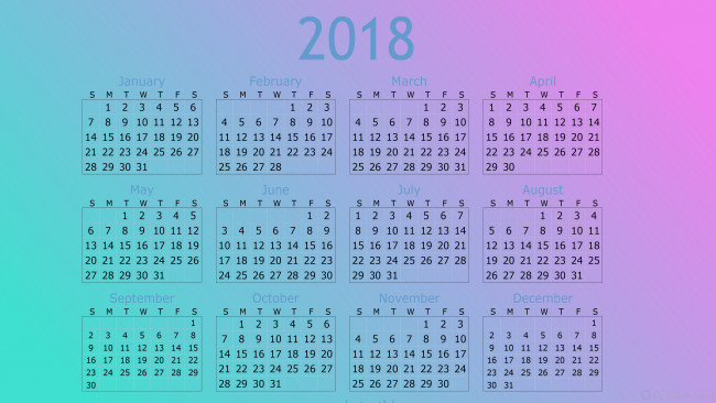 Обои картинки фото календари, рисованные,  векторная графика, 2018, календарь, фон
