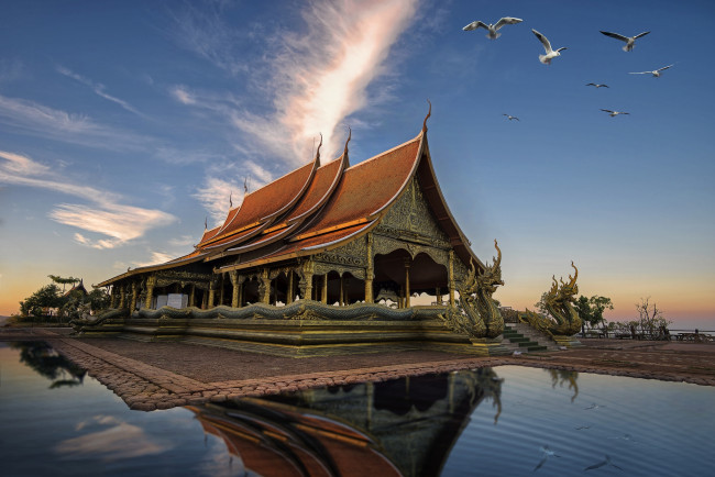 Обои картинки фото sirindhorn wararam phu prao temple, города, - буддийские и другие храмы, простор