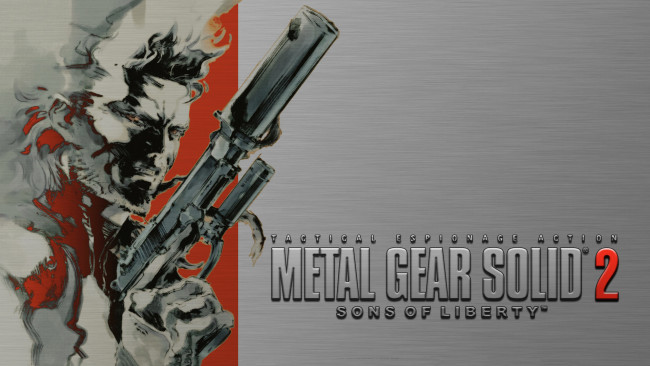 Обои картинки фото видео игры, metal gear solid 2, мужчина, пистолет, взгляд, фон