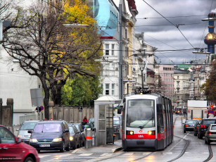 Картинка техника трамваи трамвай город дома