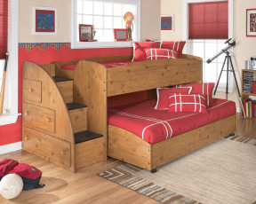 Картинка интерьер детская комната лесница коврик кровать