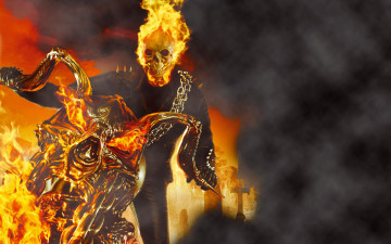 Картинка призрачный гонщик 3д графика creatures существа огонь скелет череп ghost rider
