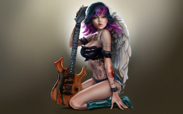 Картинка фэнтези ангелы крылья ангел девушка гитара