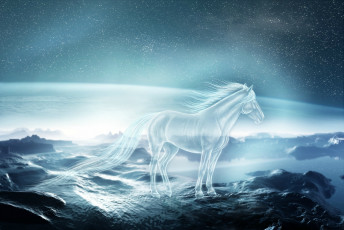 Картинка фэнтези призраки скалы иной мир лошадь призрак