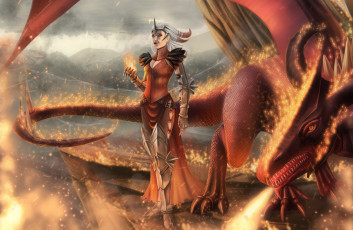 Картинка видео+игры dragon+age flemeth дракон огонь магия ведьма женщина флемет dragon age арт