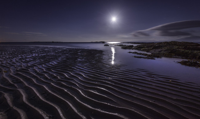 Обои картинки фото природа, побережье, великобритания, ночь, рябь, песок