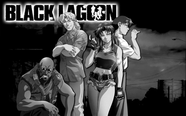 Обои картинки фото аниме, black lagoon, девушка, black, lagoon, мужчины
