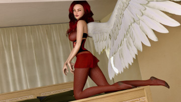 Картинка 3д+графика ангел+ angel фон взгляд девушка автомобиль