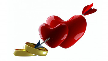 Картинка праздничные день+святого+валентина +сердечки +любовь сердце кольца стрела день святого валентина сердечко рендеринг