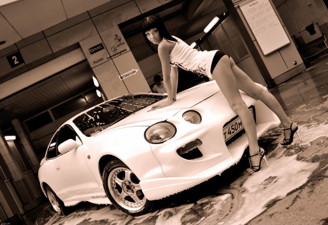 Обои картинки фото автомобили, -авто с девушками, celica, toyota